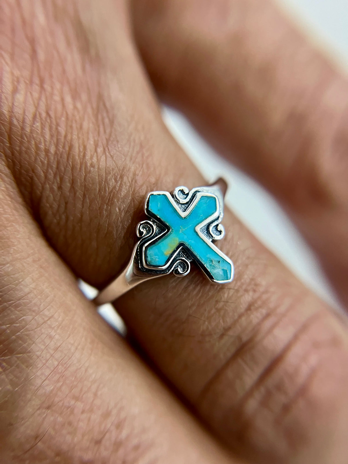 Turquoise Stone Cross Ring