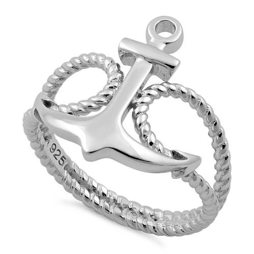 Rope and Anchor Men's Silver Ring