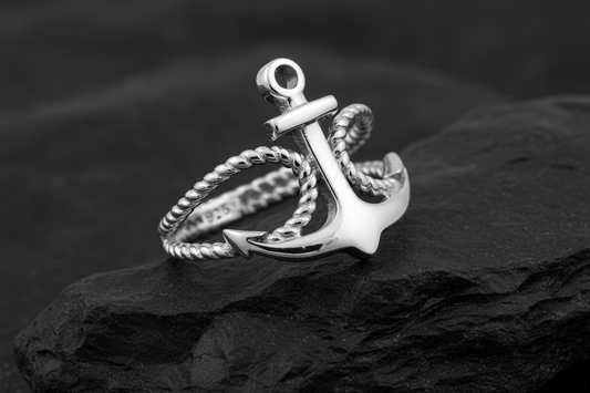 Rope and Anchor Men's Silver Ring