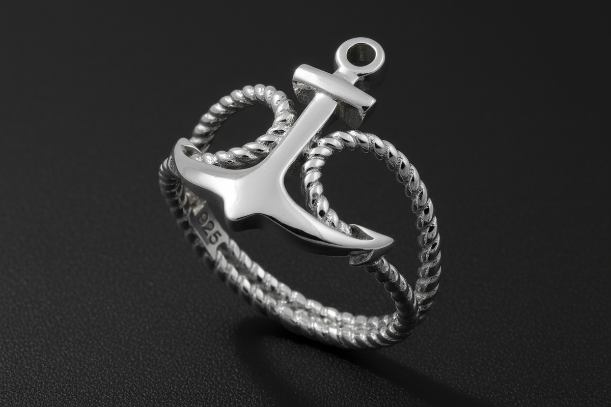 Rope and Anchor Men's Silver Ring