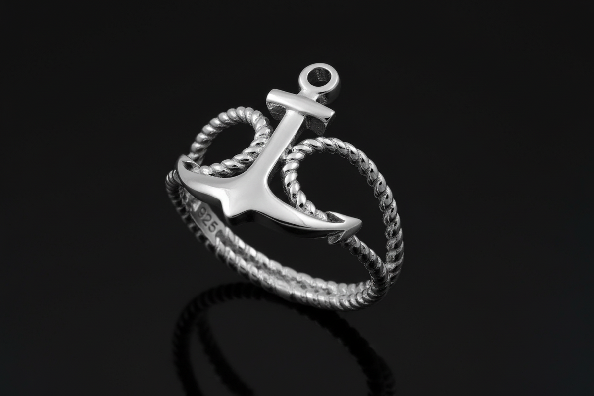Rope and Anchor Men's Silver Ring