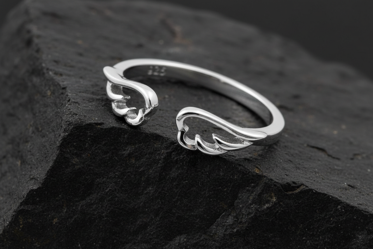 Wings Ring, Sterling Silver Women Ring, Spiritual Ring, Angel Ring, Solid 925 Stamped, size 3-13