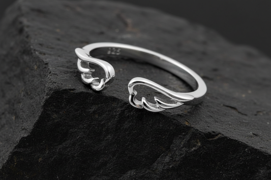 Wings Ring, Sterling Silver Women Ring, Spiritual Ring, Angel Ring, Solid 925 Stamped, size 3-13