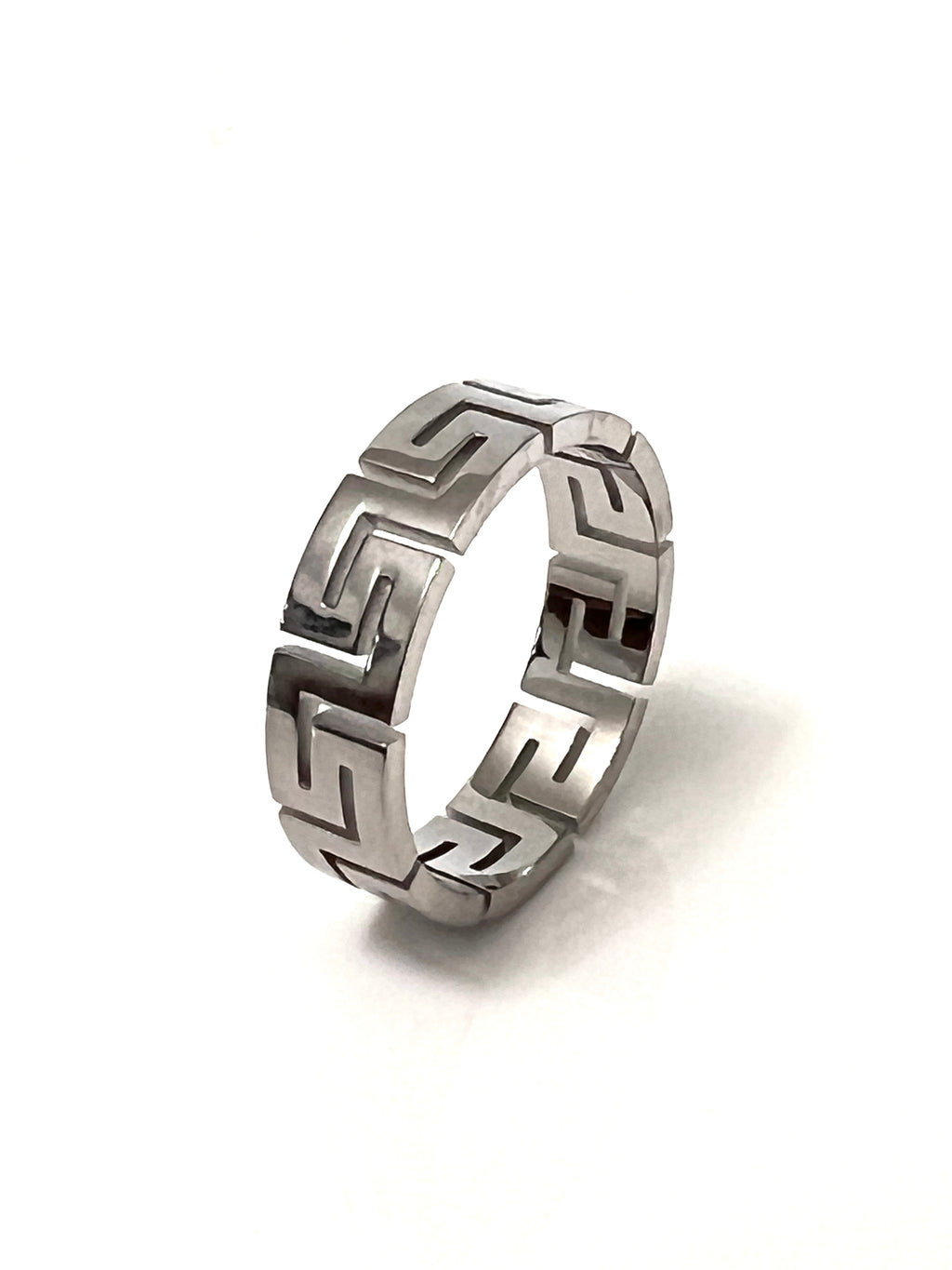 Greek Key Unisex Wedding Ring – 6mm Band Width