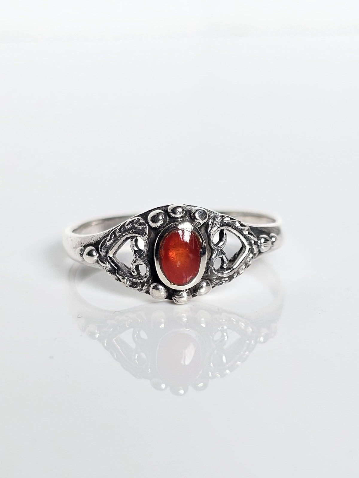 Red Stone Agate Unisex Signet Ring – Sterling Silver