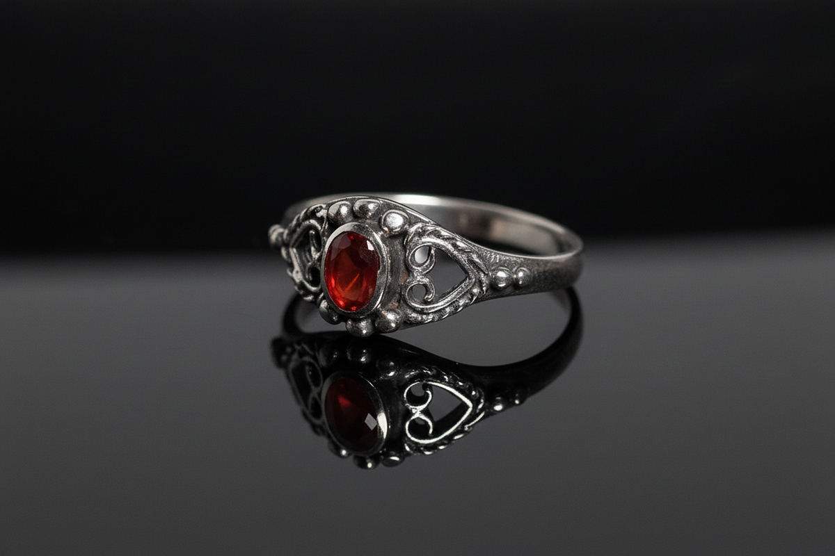 Red Stone Agate Unisex Signet Ring – Sterling Silver