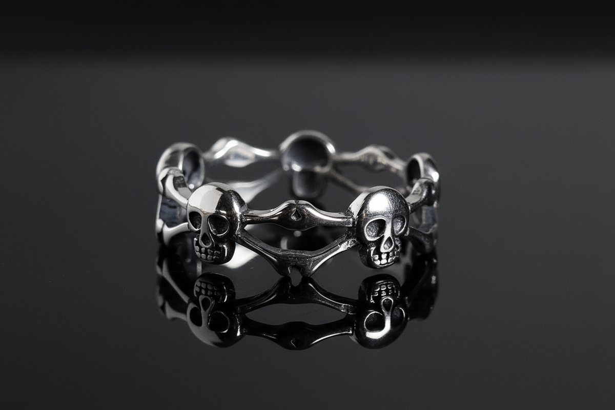 Skull Crossbones Unisex Eternity Ring – Sterling Silver