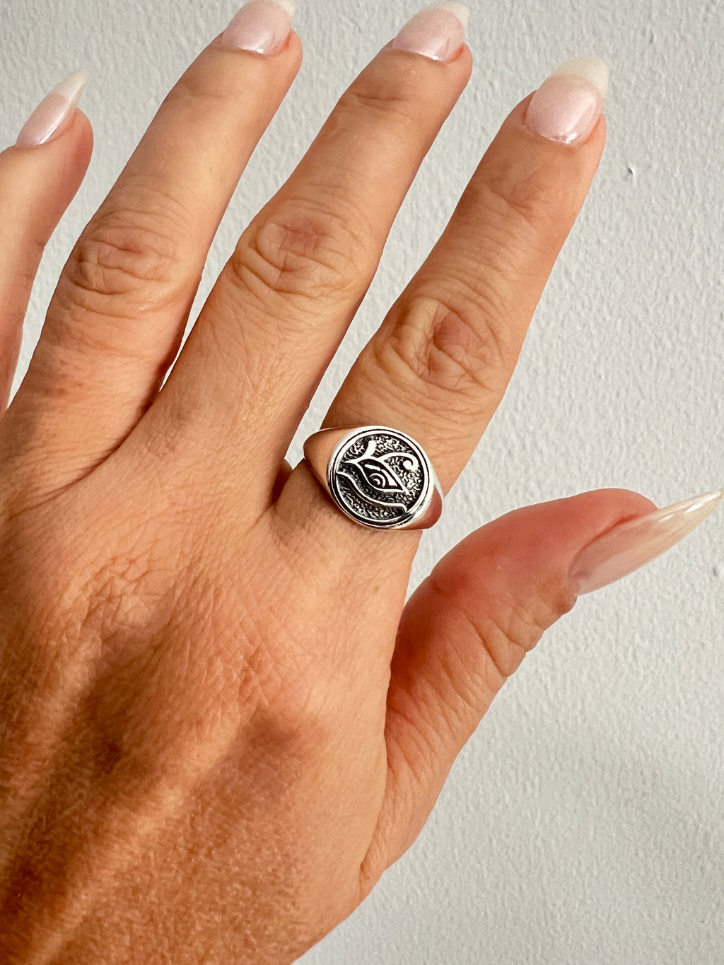 Eye of Horus Ring – Sterling Silver with 12mm Band Width