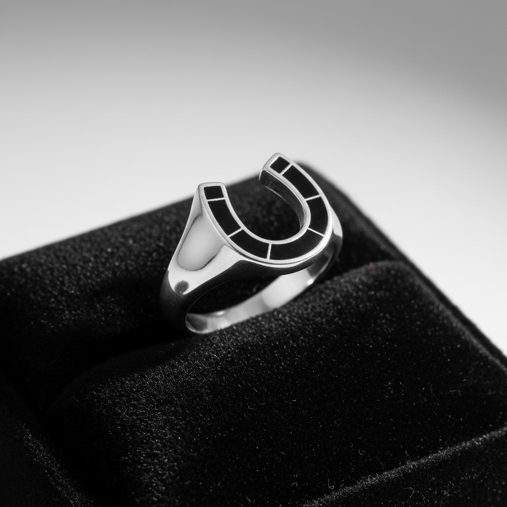 Horse Shoe Ring Black Obsidian