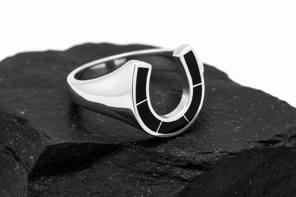 Horse Shoe Ring Black Obsidian
