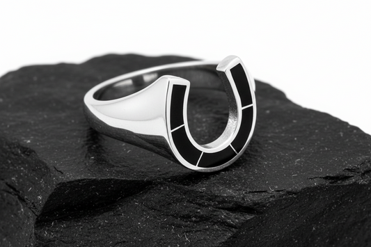 Horse Shoe Ring Black Obsidian
