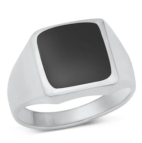 Onyx Sterling Silver Ring for Men: Traditional Band