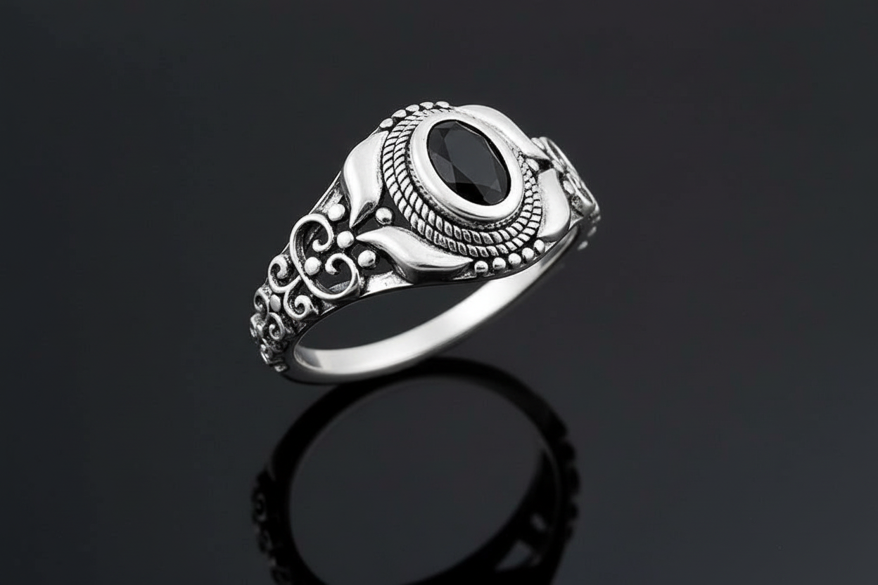 Sterling Silver Black Onyx Signet Ring: Tarnish Resistant, 925 Oval Stone