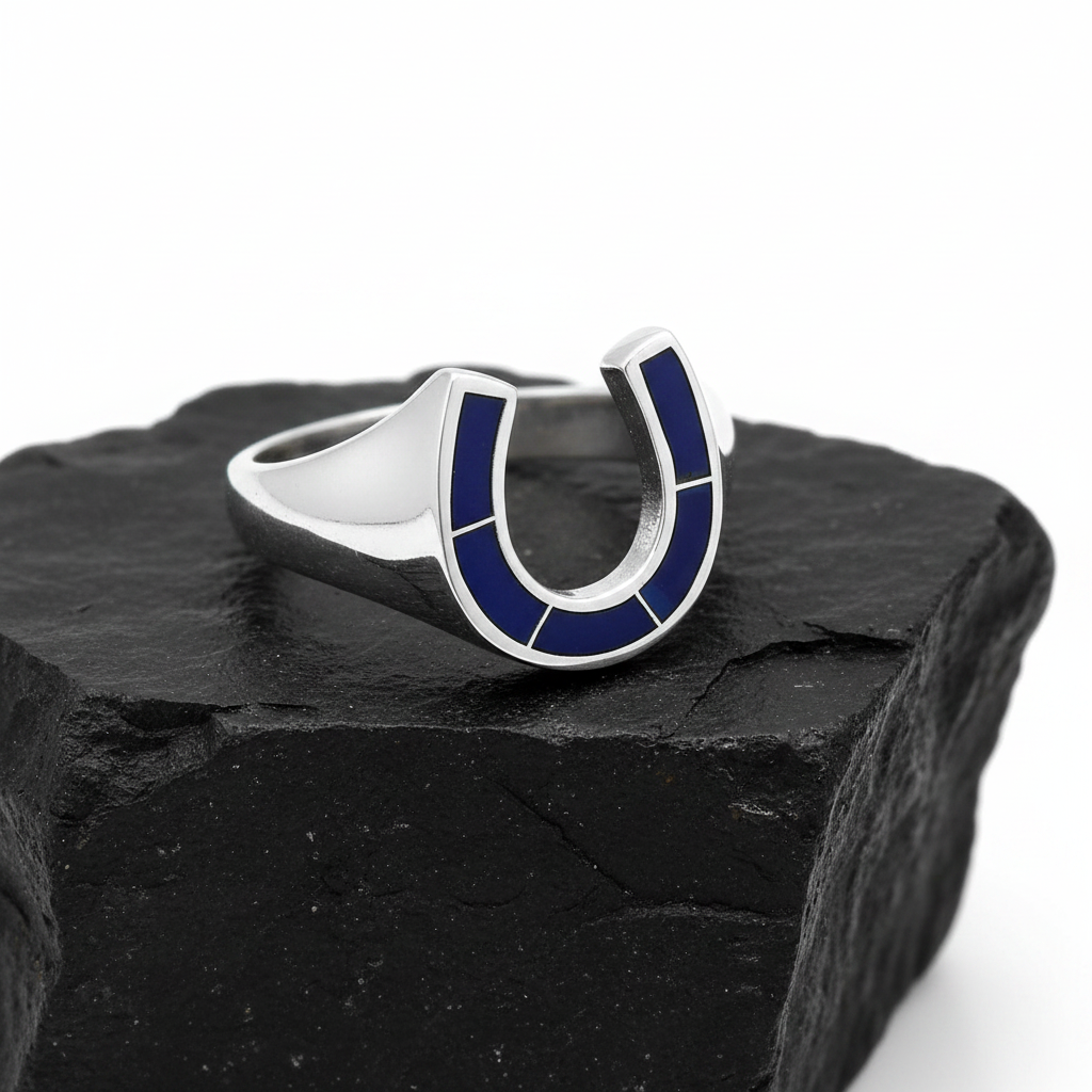 Horse Shoe Ring White Lucky Horseshoe Equestrian Ring