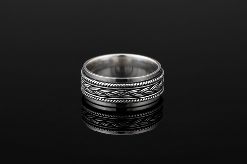 Braided Rope Wedding Ring – Sterling Silver with 8mm Band Width