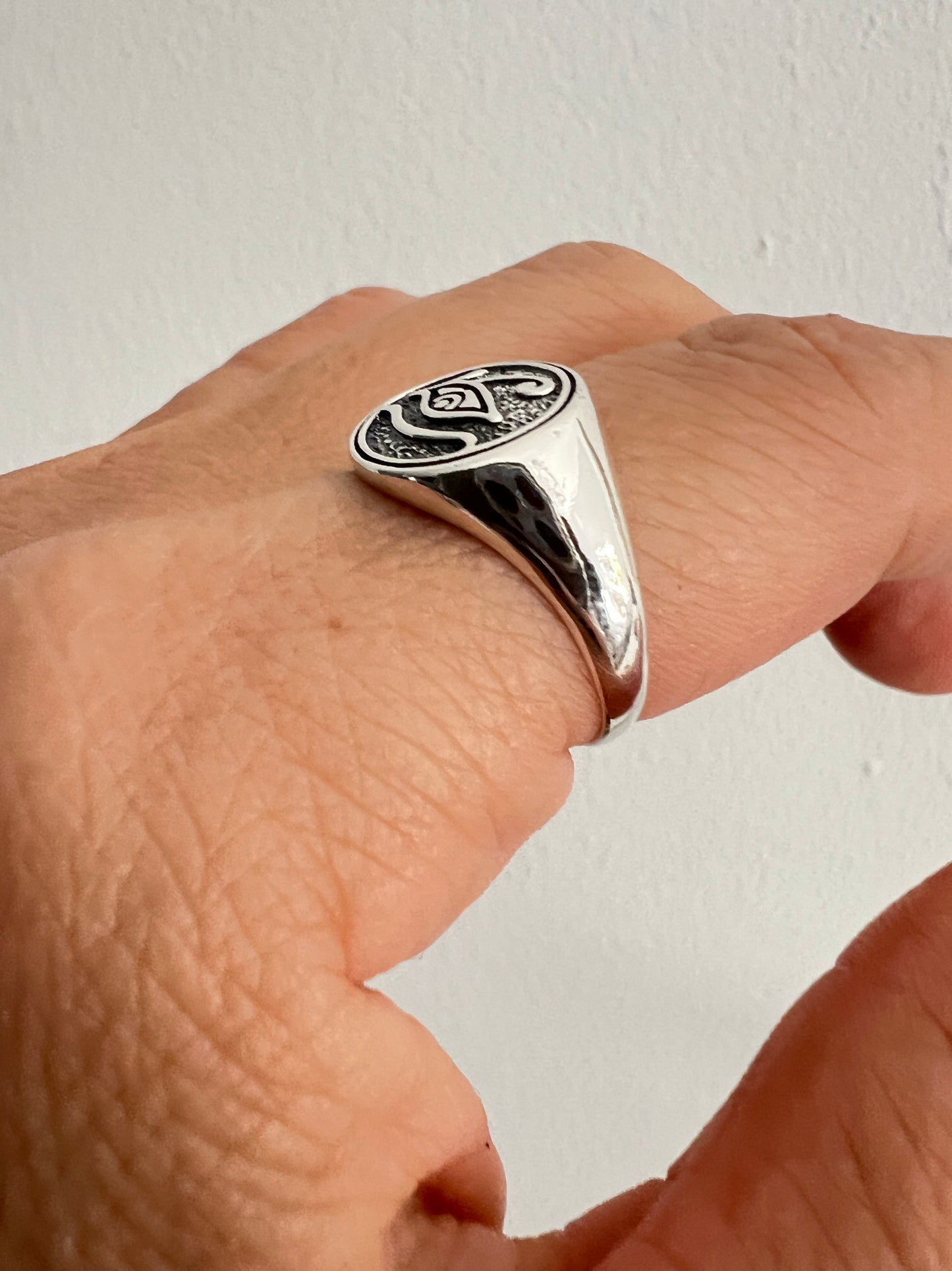 Eye of Horus Ring Sterling Silver, 12mm Face Height, Oxidized Finish | Ancient Egyptian Jewelry