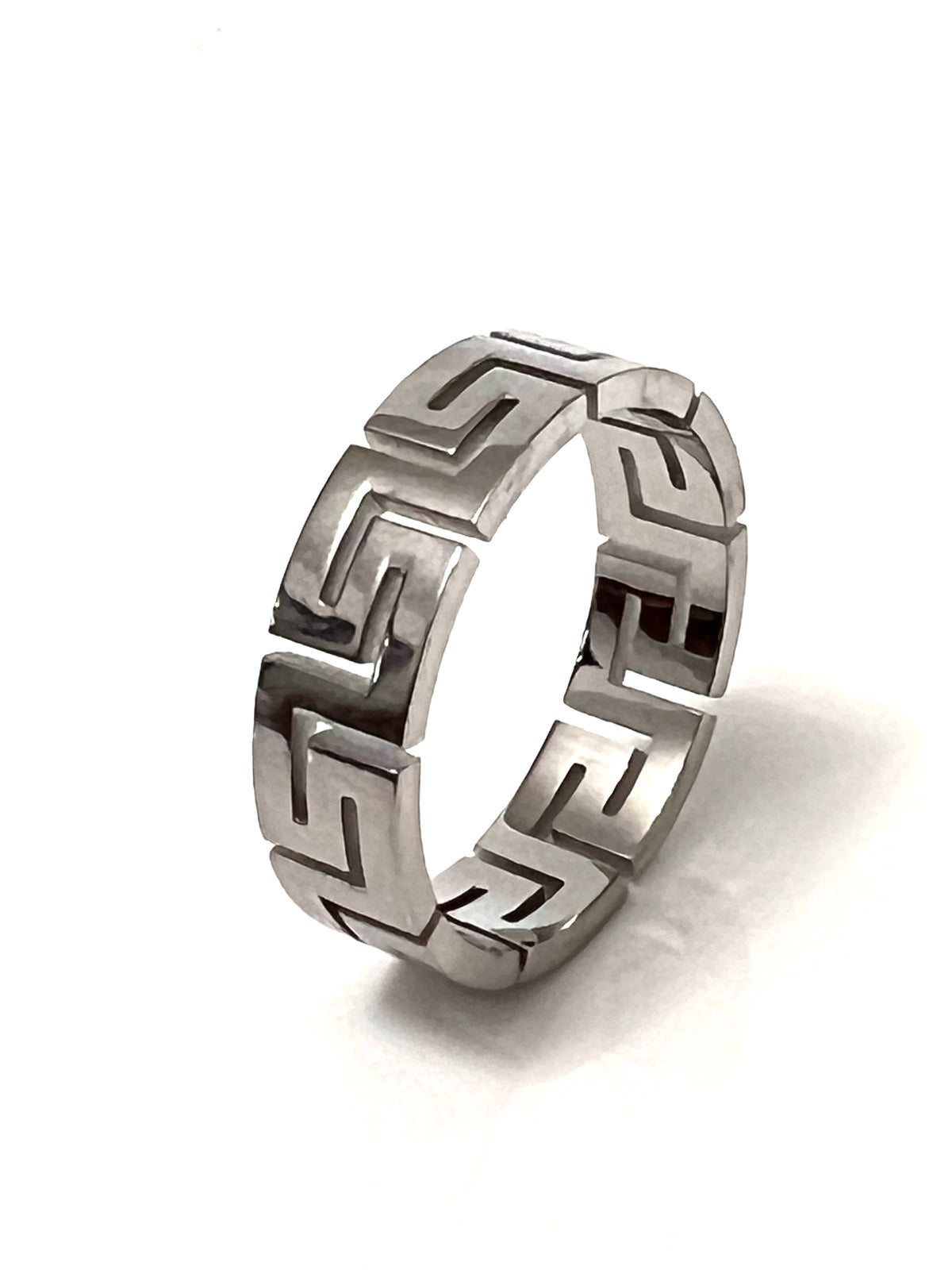 Greek Key Unisex Wedding Ring – 6mm Band Width