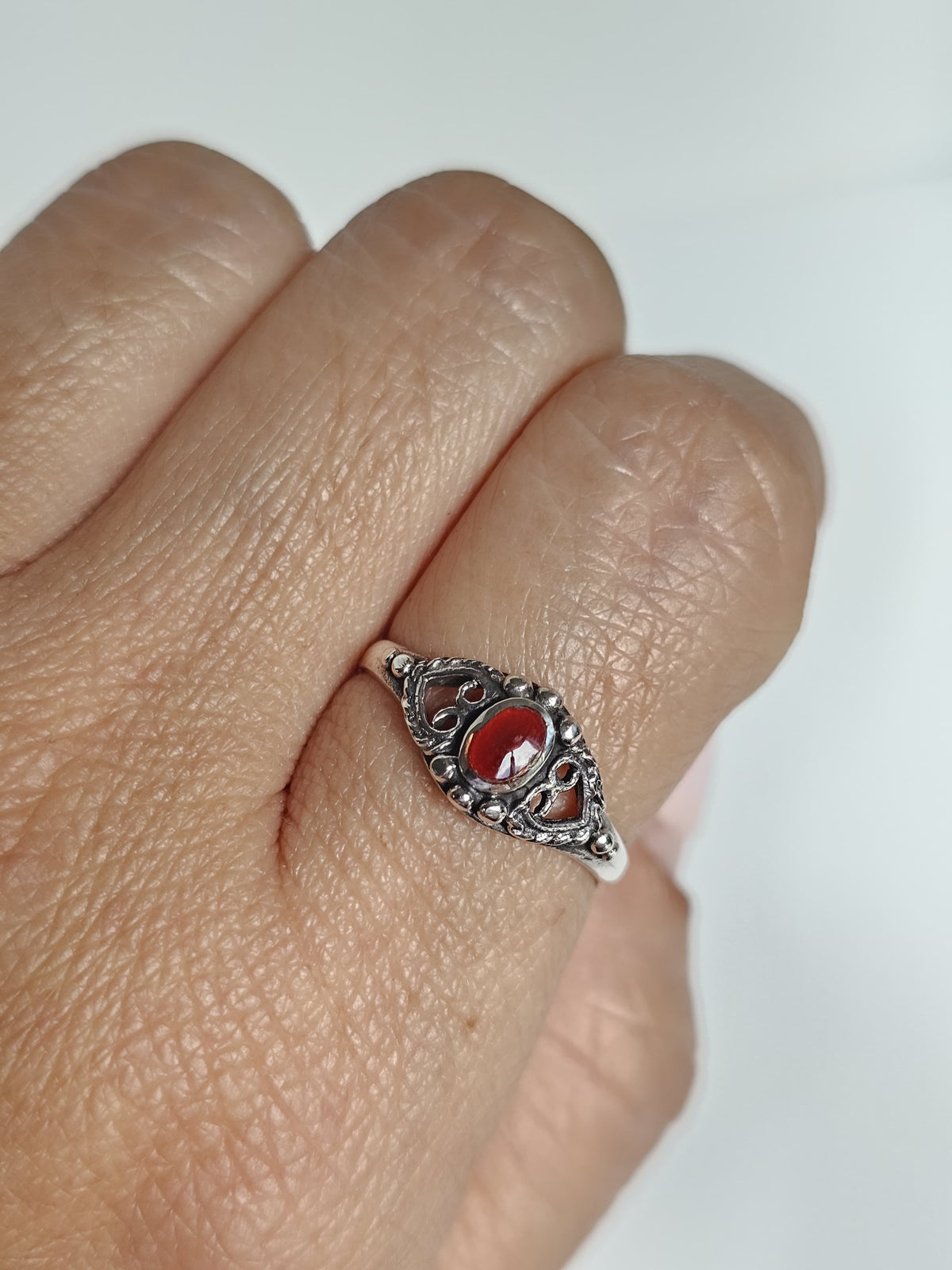 Red Stone Agate Unisex Signet Ring – Sterling Silver