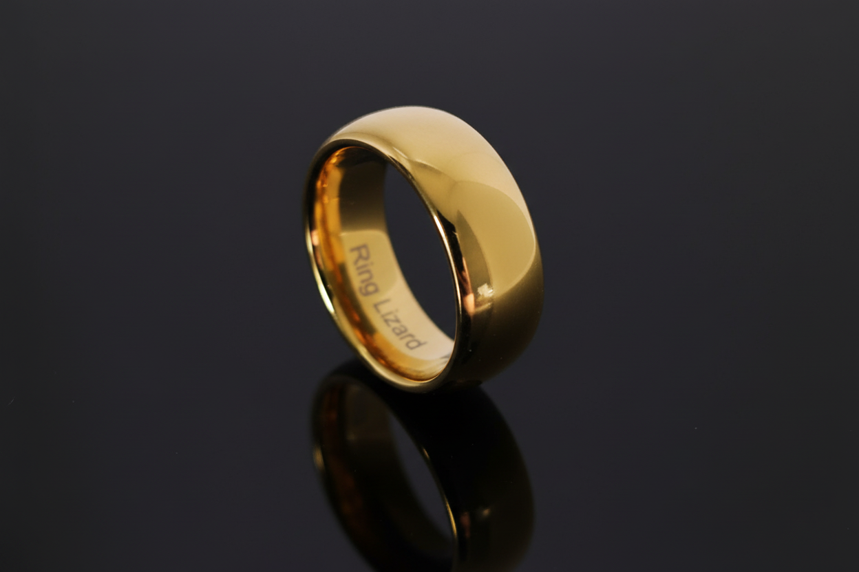 Gold-Tone Tungsten Men’s Ring 8mm Classic Band