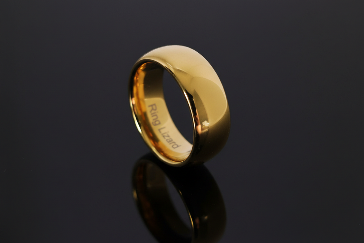 Gold-Tone Tungsten Men’s Ring 8mm Classic Band