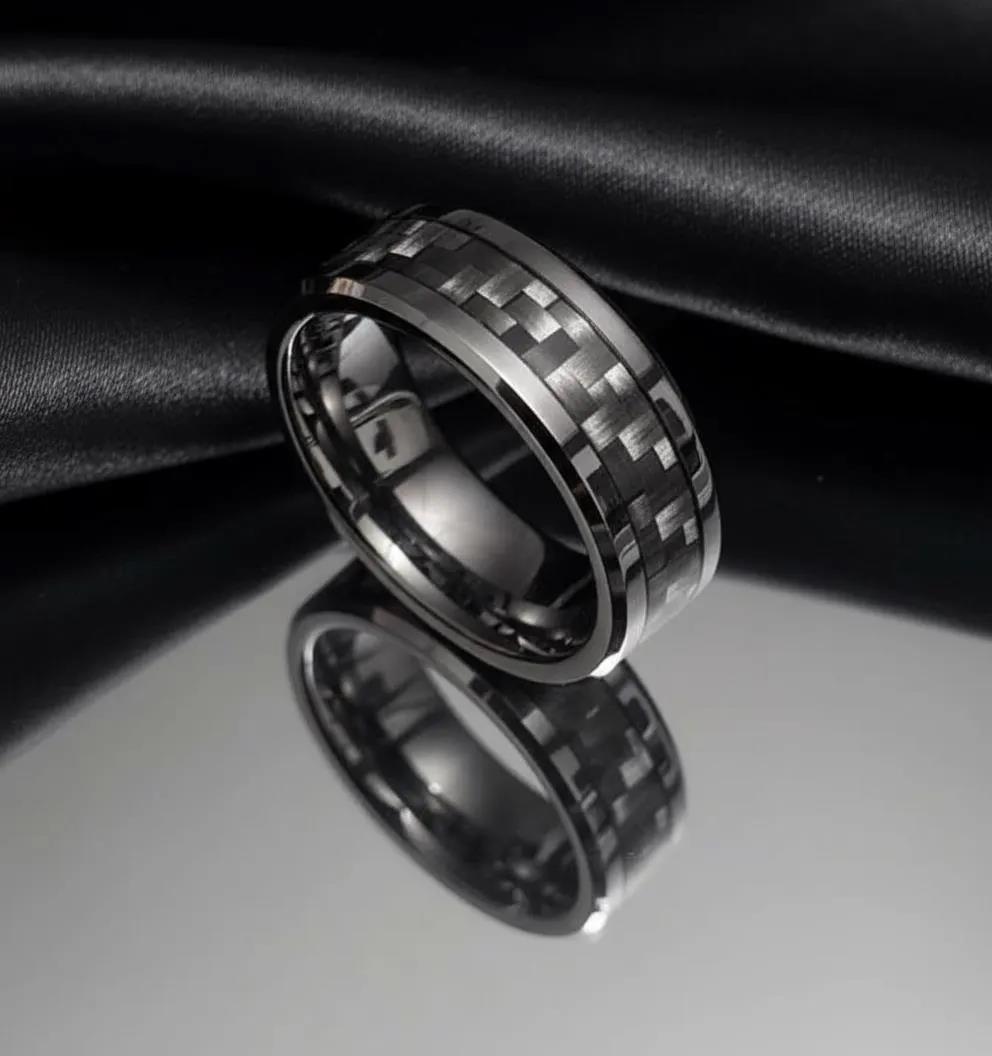 Men's Carbon Fiber Tungsten Ring Car Enthusiast
