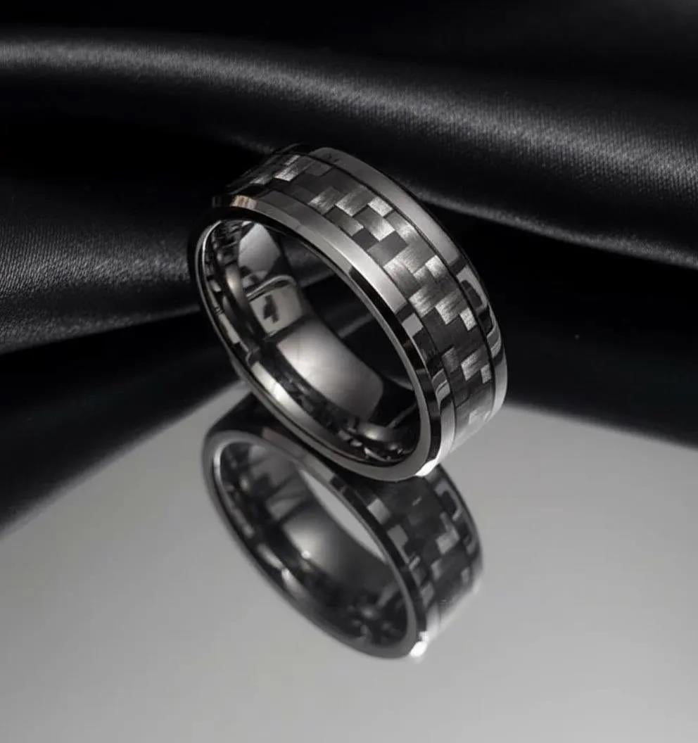 Men's Carbon Fiber Tungsten Ring Car Enthusiast