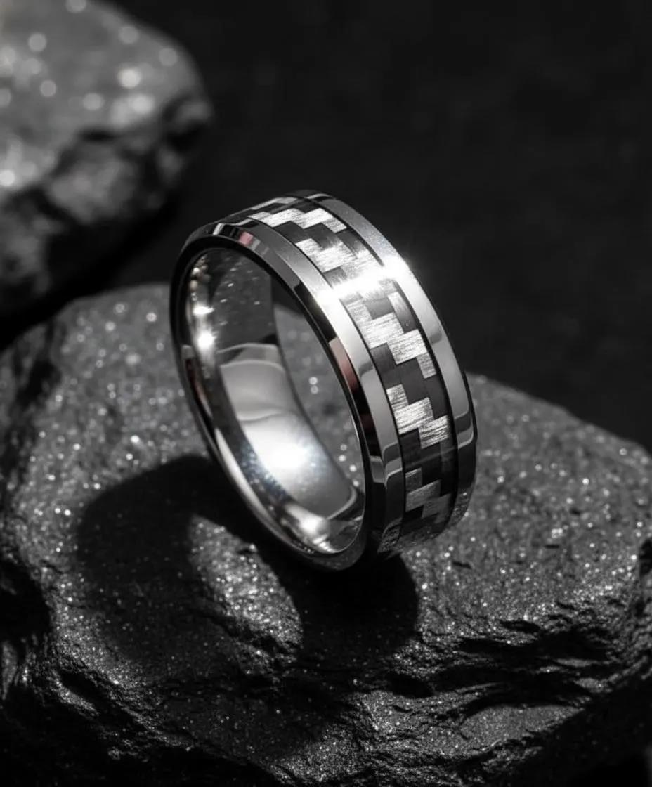 Men's Carbon Fiber Tungsten Ring Car Enthusiast