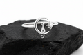 Cat on Moon White Opal Ring – 925 Sterling Silver