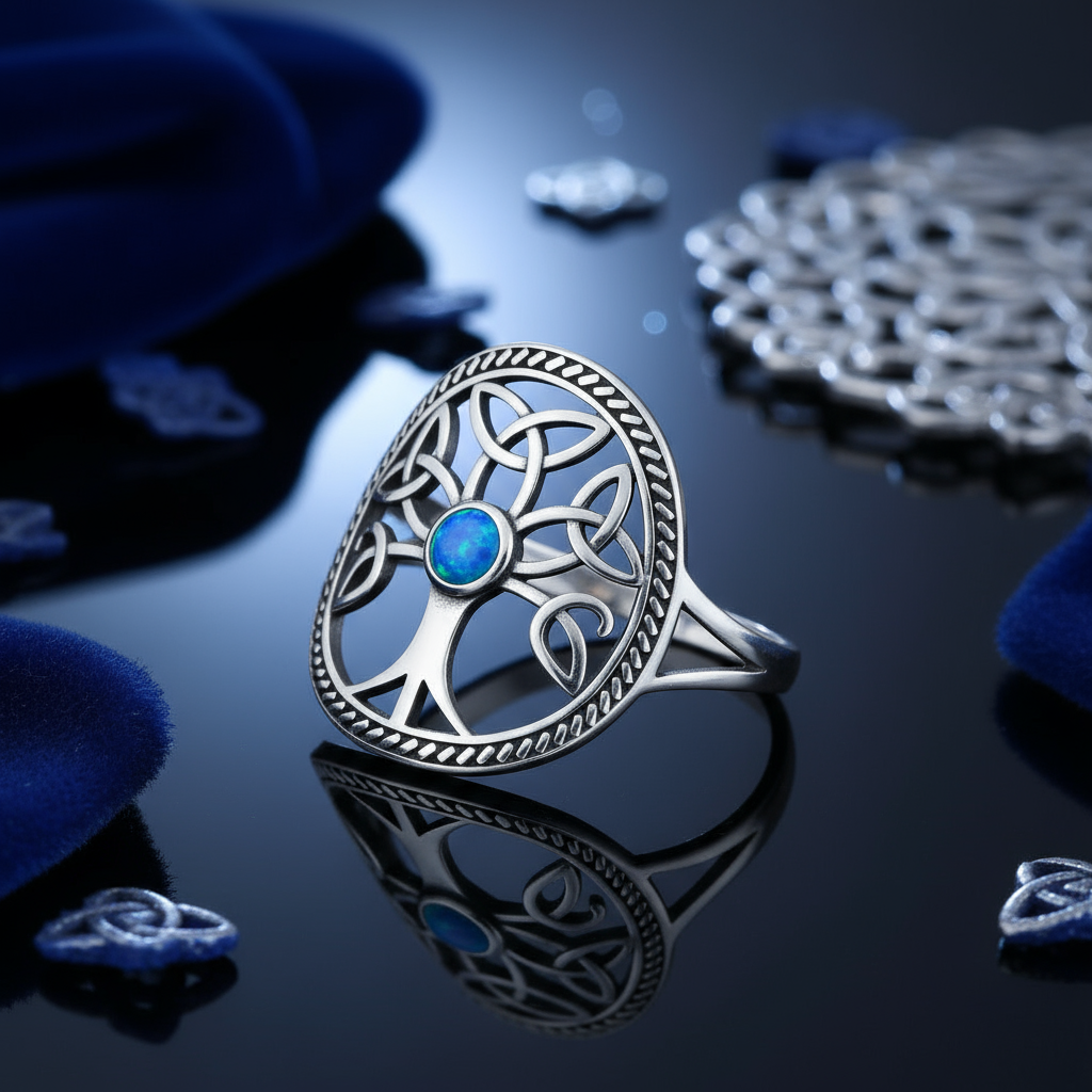 Celtic Triquetra Turquoise Ring – Sterling Silver