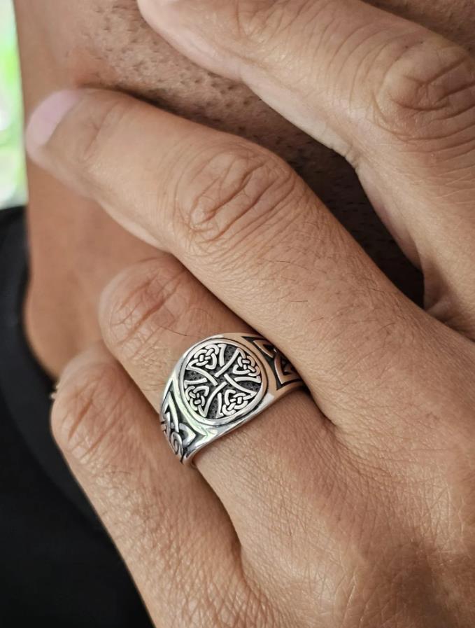 Celtic Cross Ring: 925 Sterling Silver Medieval Christian Jewelry