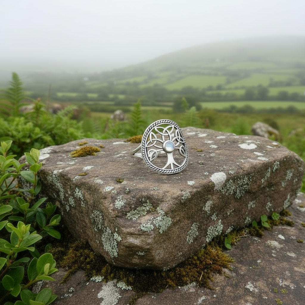 Sterling Silver Celtic Triquetra Ring: Sterling Silver Trinity Knot with Turquoise Gift for Women, Gift ideas