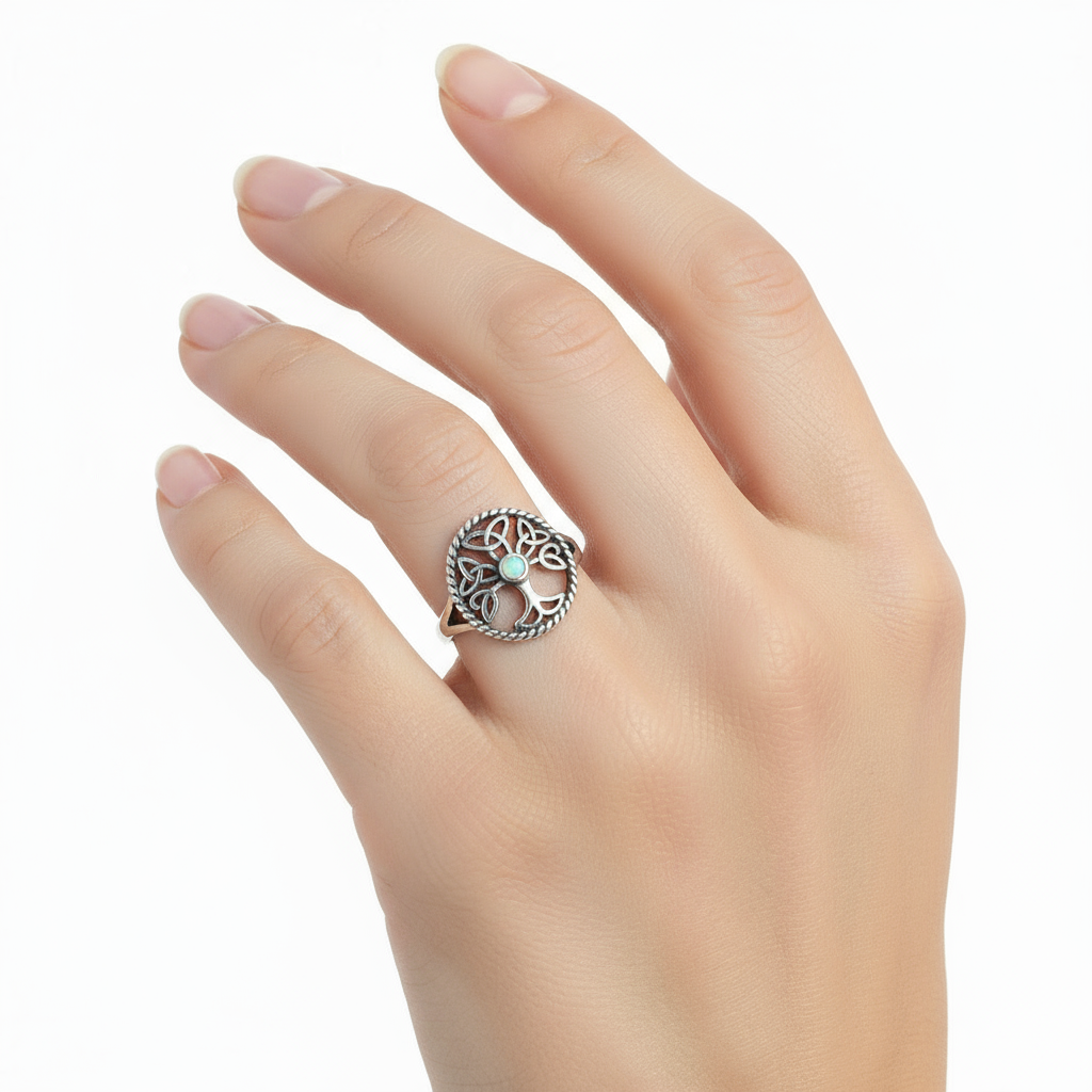 Sterling Silver Celtic Triquetra Ring: Sterling Silver Trinity Knot with Turquoise Gift for Women, Gift ideas