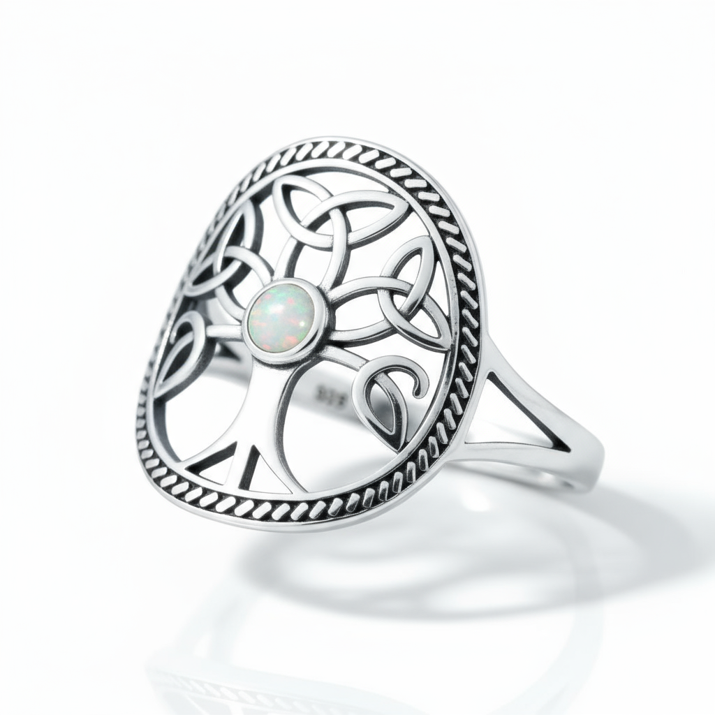 Sterling Silver Celtic Triquetra Ring: Sterling Silver Trinity Knot with Turquoise Gift for Women, Gift ideas