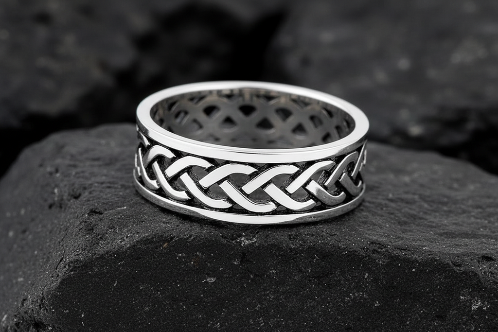 Celtic Woven Oxidized Unisex Wedding Ring – 925 Sterling Silver