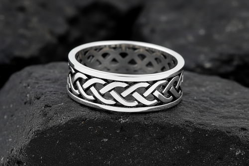 Celtic Woven Oxidized Unisex Wedding Ring – 925 Sterling Silver