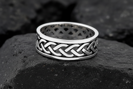 Celtic Woven Ring 925 Sterling Silver 7mm Unisex Wedding Band Oxidized