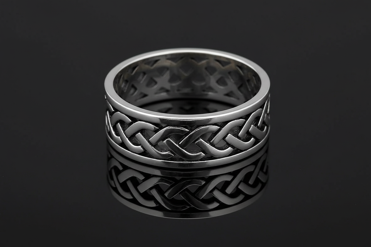 Celtic Woven Ring 925 Sterling Silver 7mm Unisex Wedding Band Oxidized