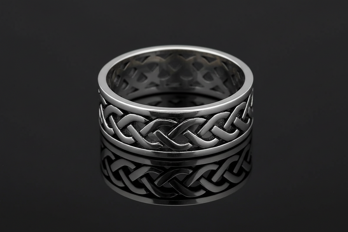 Celtic Woven Oxidized Unisex Wedding Ring – 925 Sterling Silver
