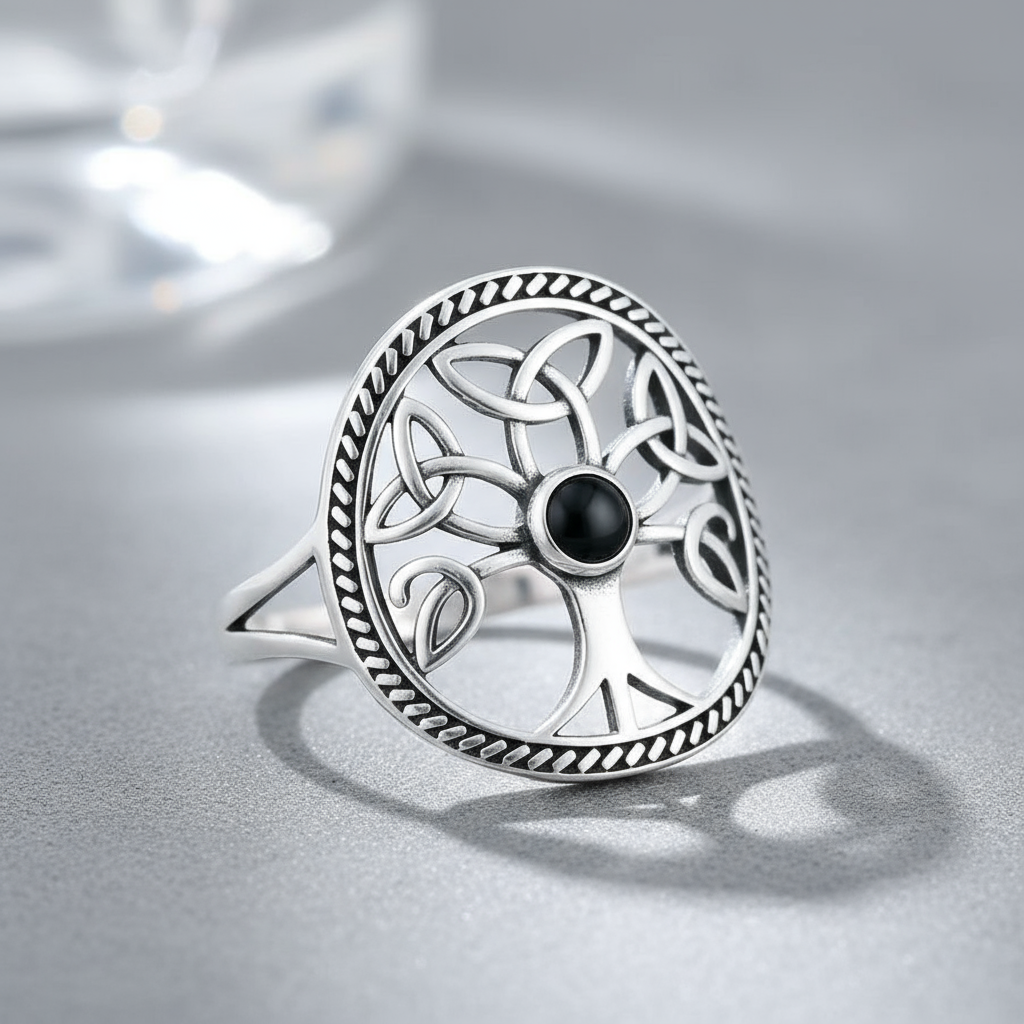 Sterling Silver Celtic Triquetra Ring: Sterling Silver Trinity Knot with Turquoise Gift for Women, Gift ideas