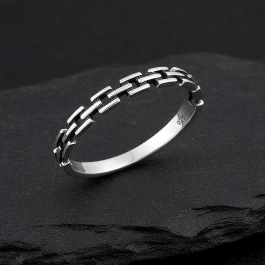 Dainty Sterling Silver Chain Ring: Minimalist Stacking Thumb Ring