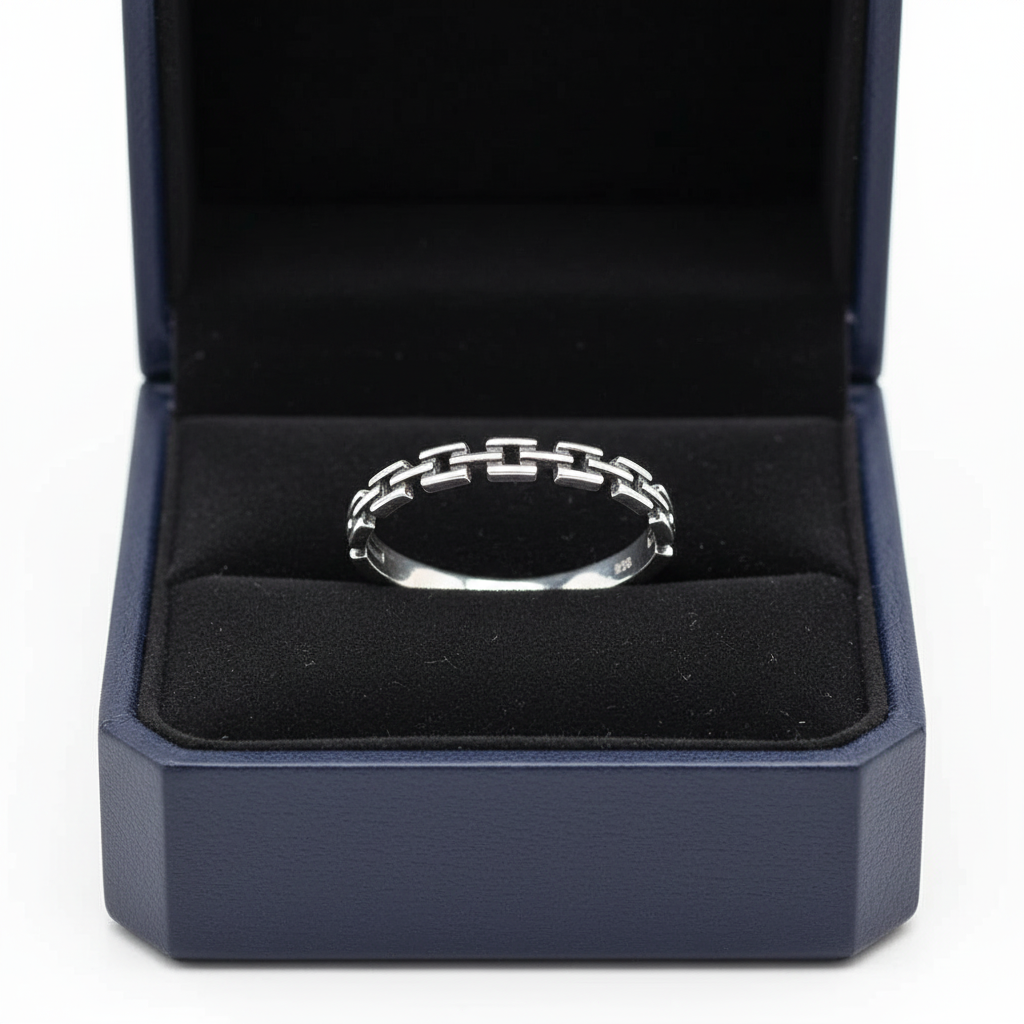 Dainty Sterling Silver Chain Ring: Minimalist Stacking Thumb Ring