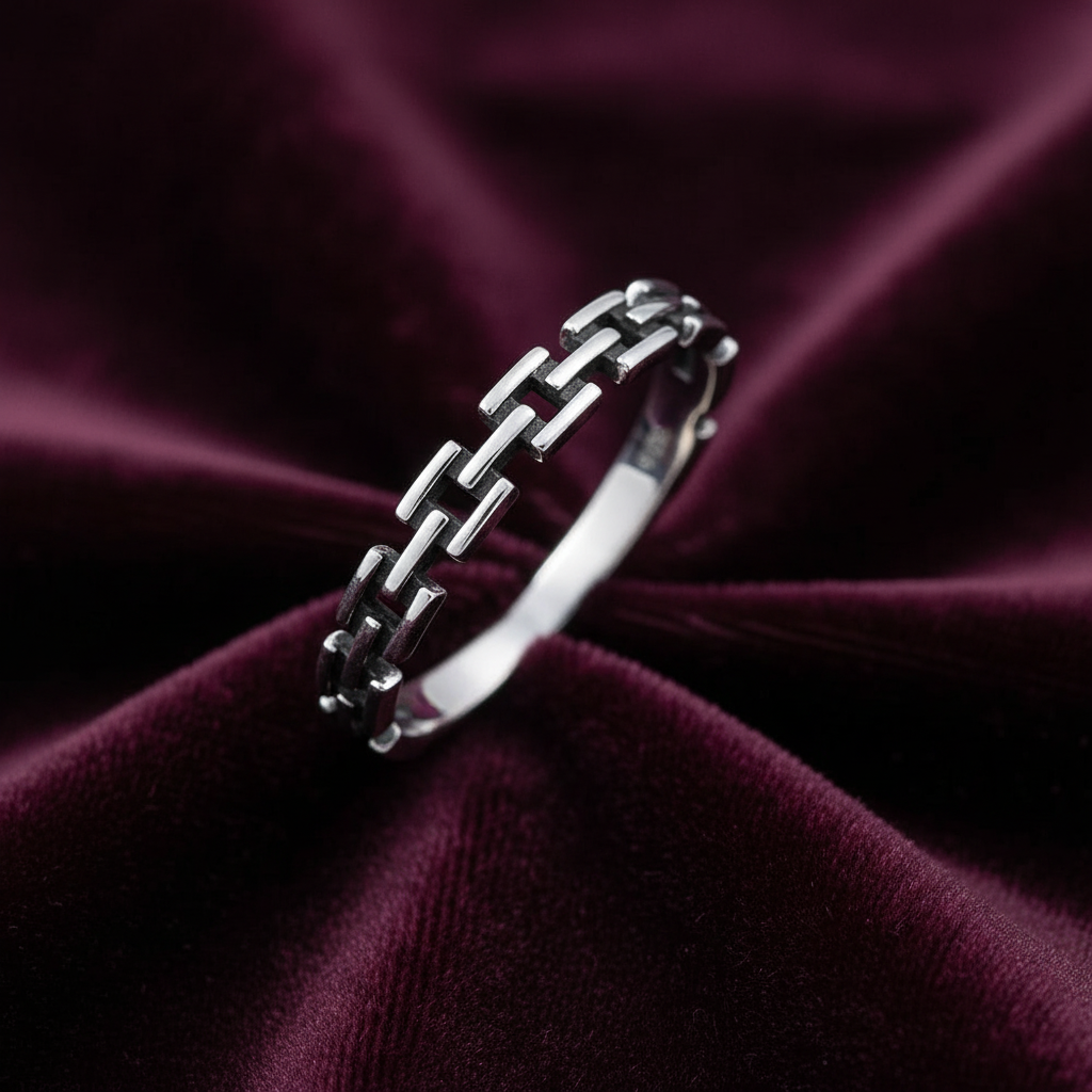 Dainty Sterling Silver Chain Ring: Minimalist Stacking Thumb Ring