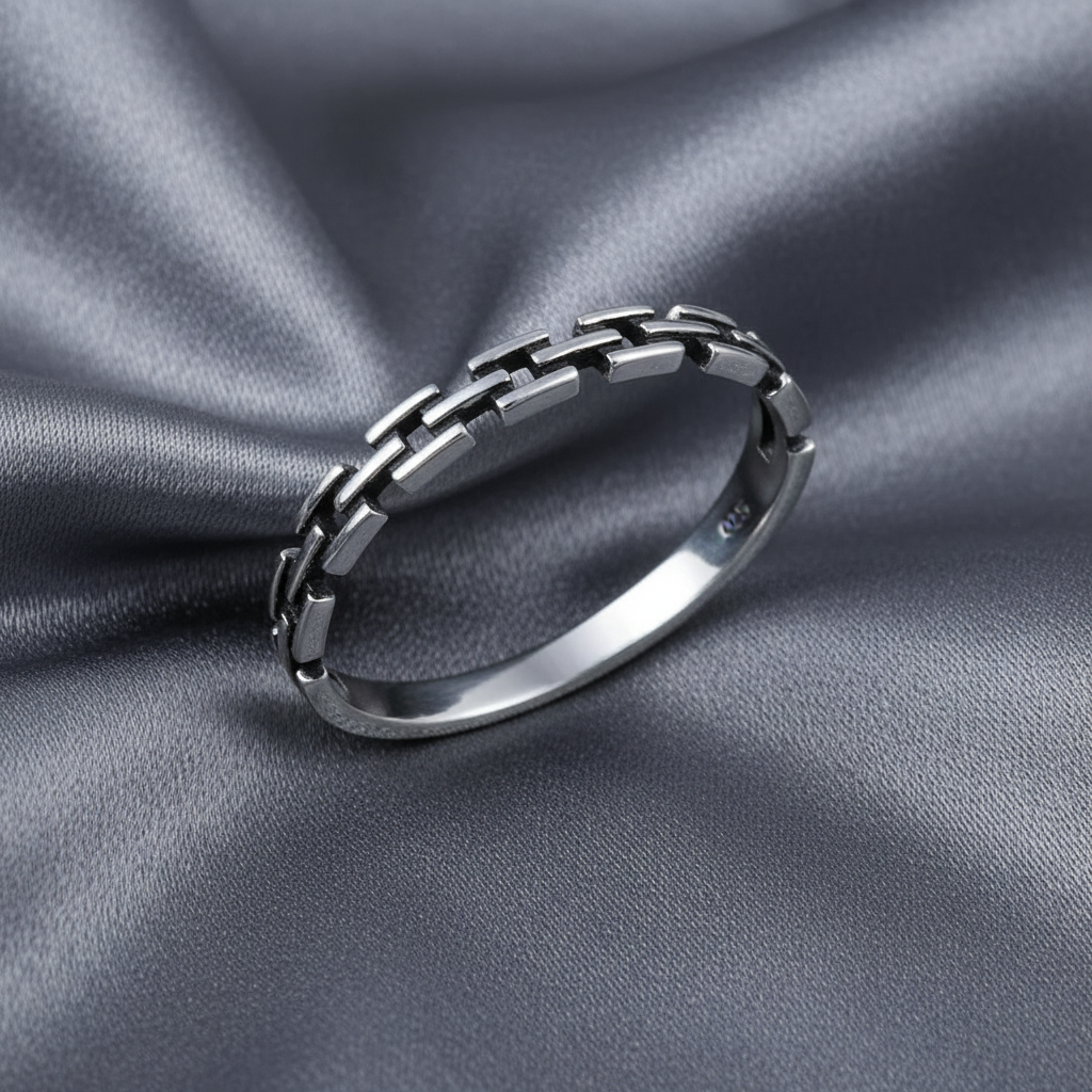 Dainty Sterling Silver Chain Ring: Minimalist Stacking Thumb Ring