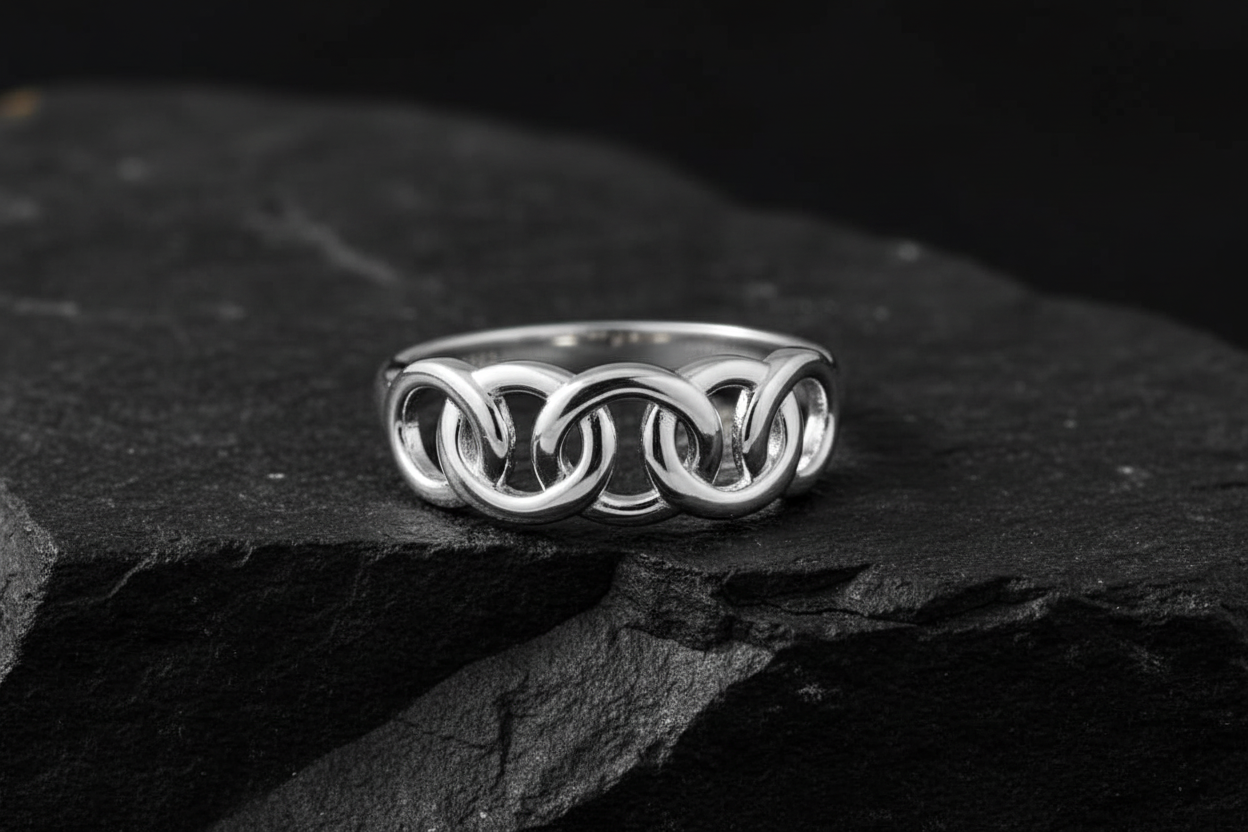 Sterling Silver Chain Link Ring: High Polish Stacking Band