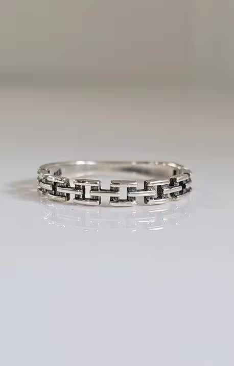 Dainty Sterling Silver Chain Ring: Minimalist Stacking Thumb Ring