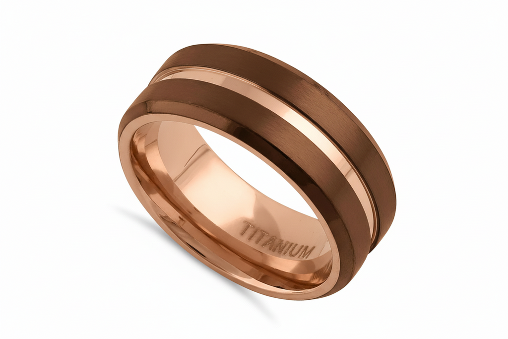 Cafe Rose Gold Titanium 8mm Men's Ring