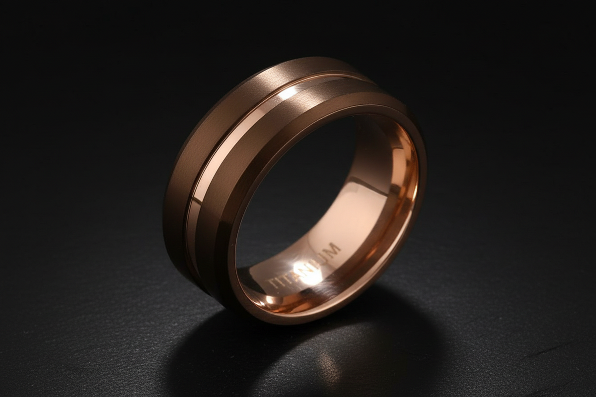 Cafe Rose Gold Titanium 8mm Men's Ring