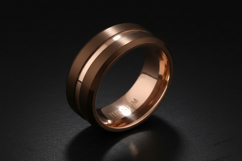 Cafe Rose Gold Titanium 8mm Men's Ring
