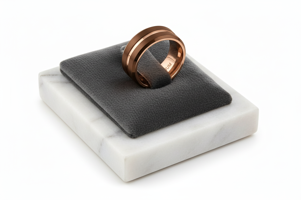 Cafe Rose Gold Titanium 8mm Men's Ring
