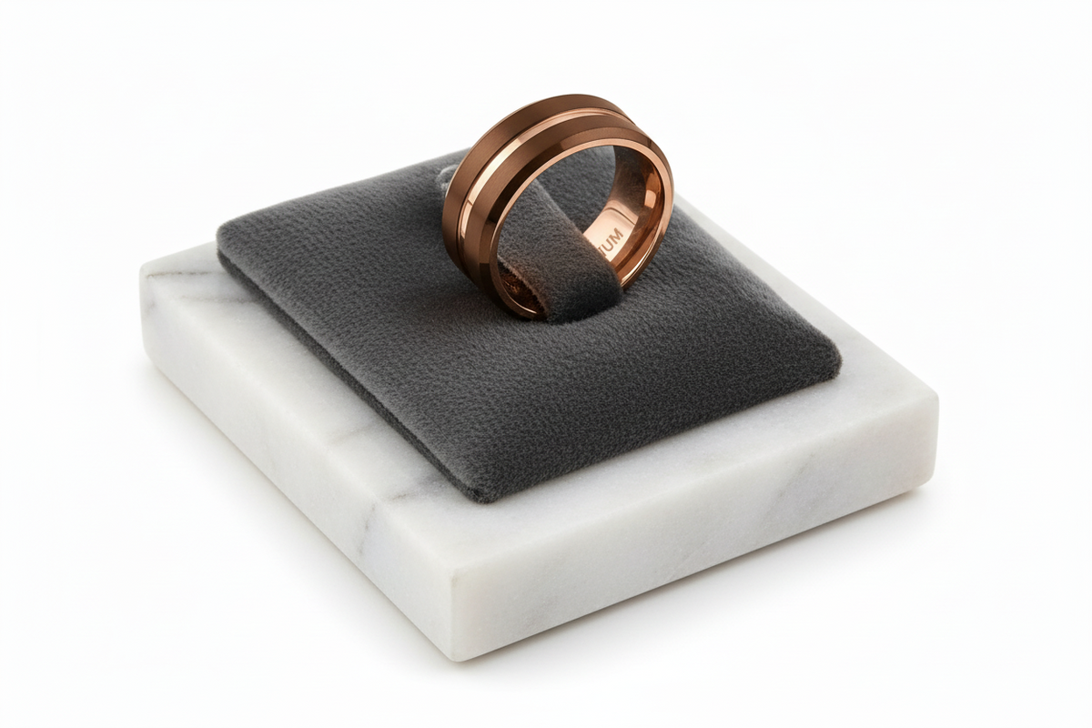 Cafe Rose Gold Titanium 8mm Men's Ring